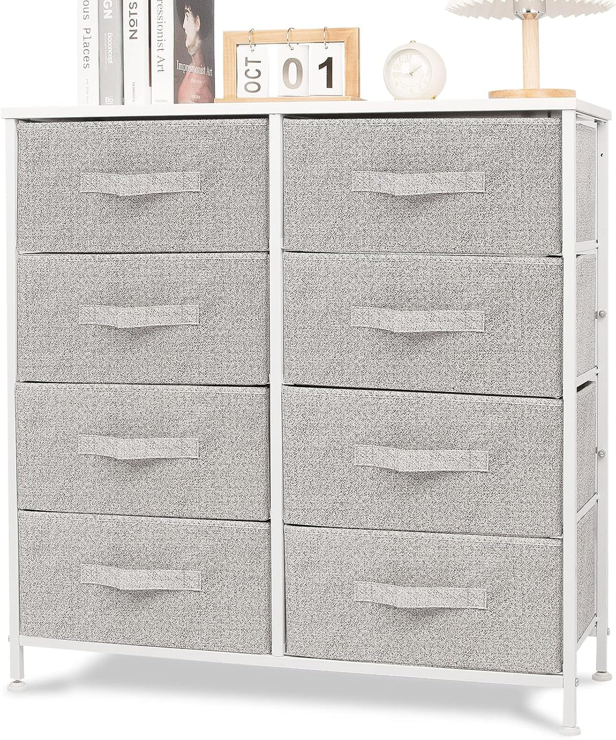 8 Drawer Dresser with Wooden Top and Steel Frame R321