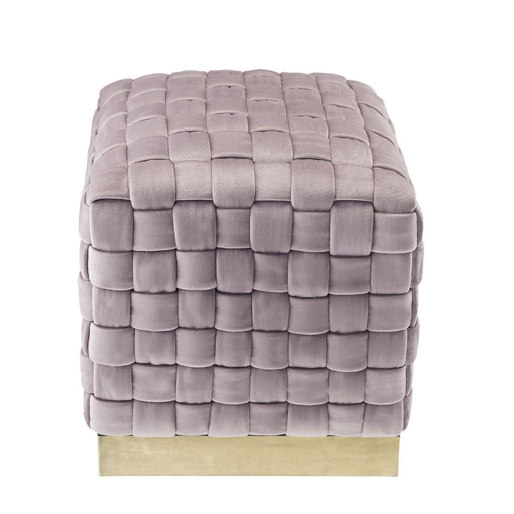 Navy Gold Velvet Cube Ottoman E325