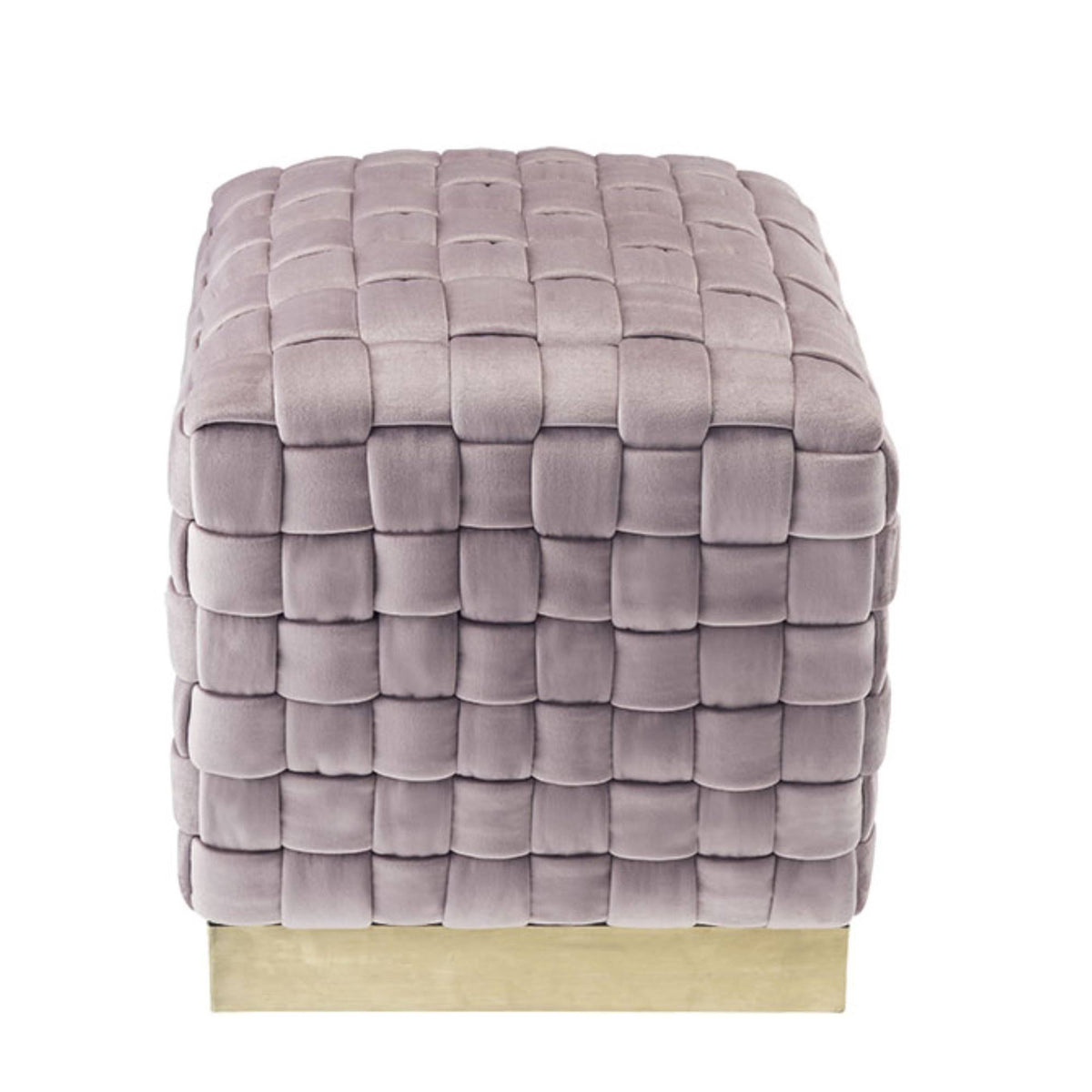 Navy Gold Velvet Cube Ottoman E325