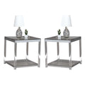 Glass Top End Table with Lower Shelf Set of 2 S8758