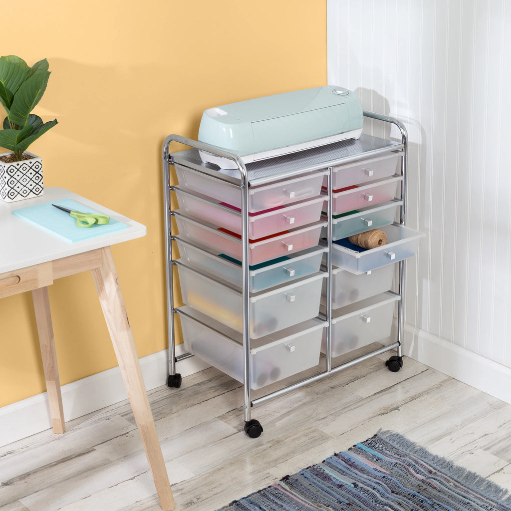 Plastic 12-Drawer Rolling Craft Cart R222