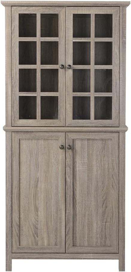 Rustic Farmhouse Accent Cabinet with Adjustable Shelves, Gray C447263