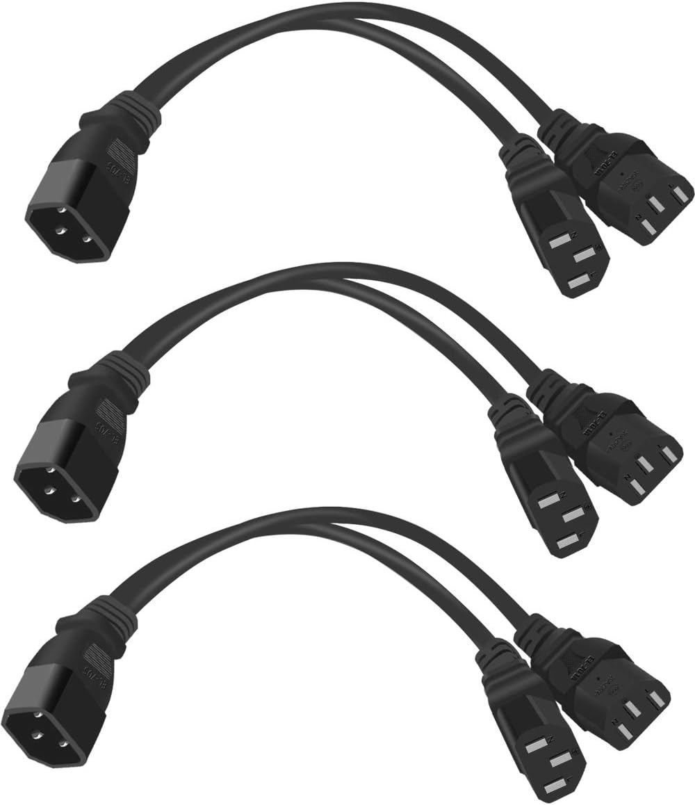 3Pack C14 to 2 x C13 Power Adapter Cable Cord 30cm L67495
