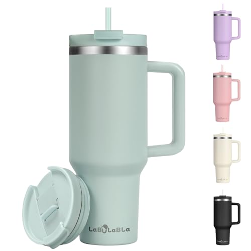 40oz Stainless Steel Insulated Tumbler with Handle and Straw S9914