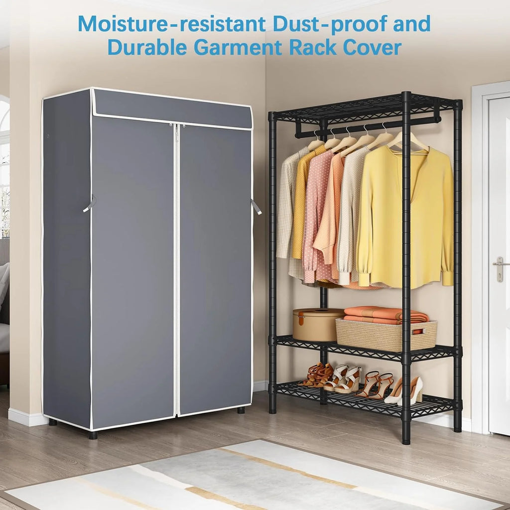 3 Tiers Heavy Duty Garment Rack with Grey Oxford Fabric Cover L48824