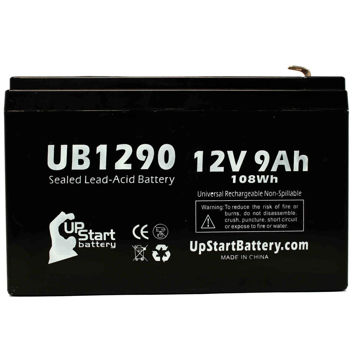 2x Pack 12V 9Ah Sealed Lead Acid Battery with F1 Terminal Adapters J1161