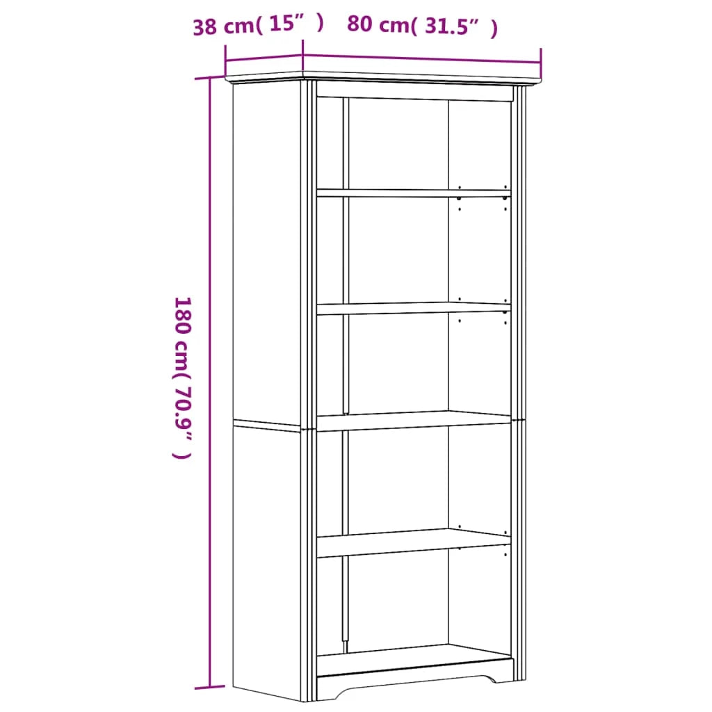 Gray Solid Wood Pine 5-Tier Bookcase C350050