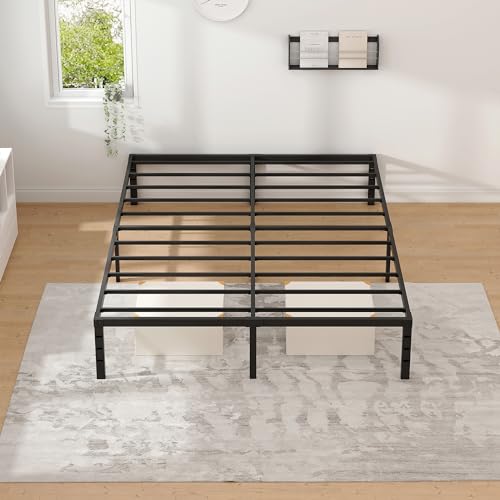 Full Size 18 Inch Black Metal Bed Frame with Storage B5482