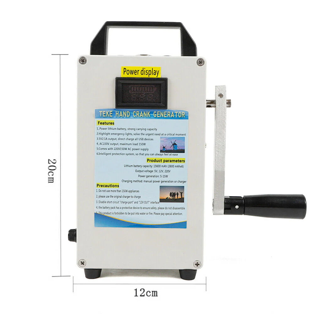 Portable Hand Crank Generator Emergency Power Supply USB Charger O89056