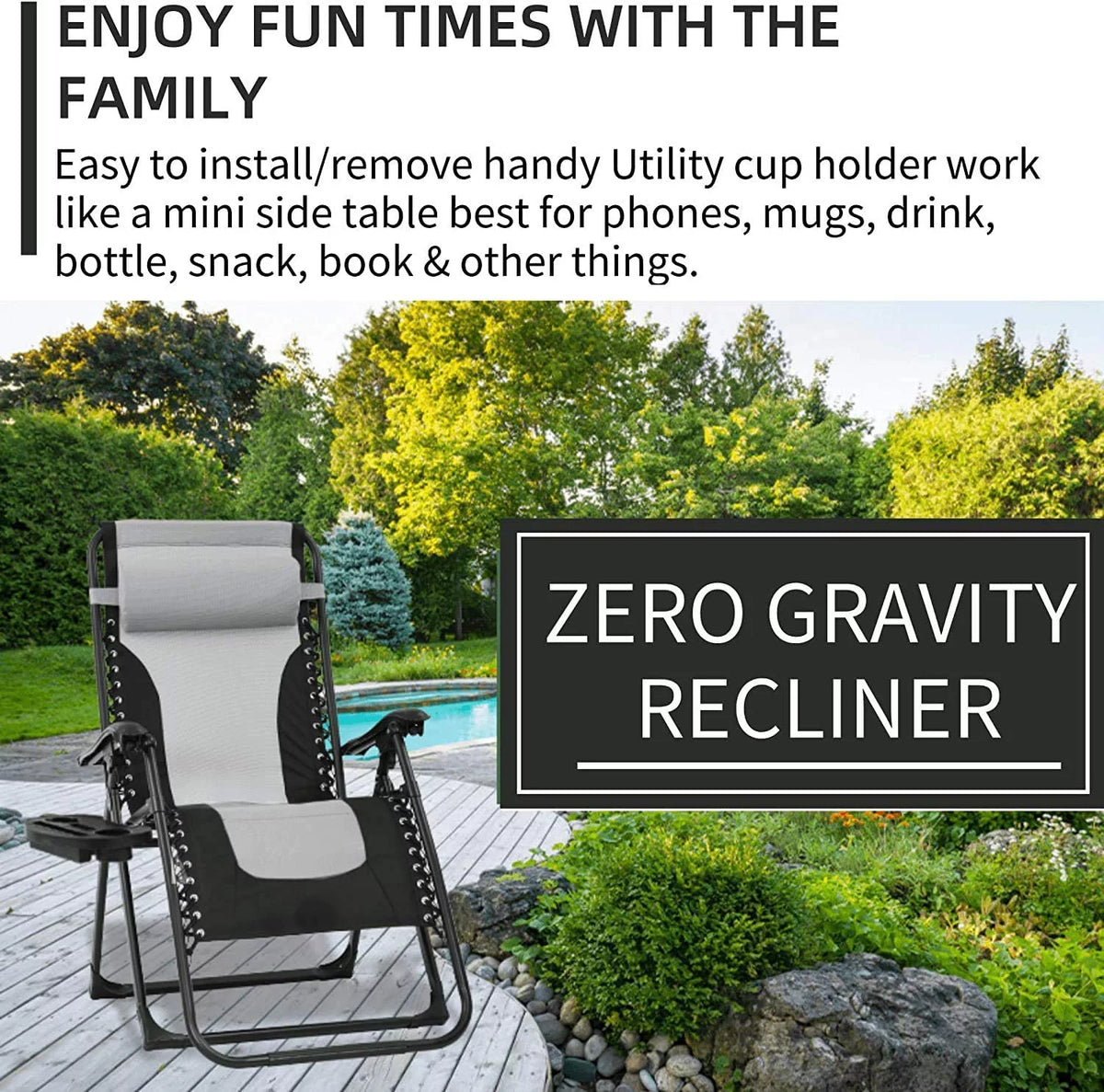 Oversized Zero Gravity Chair with Cup Holder Q450