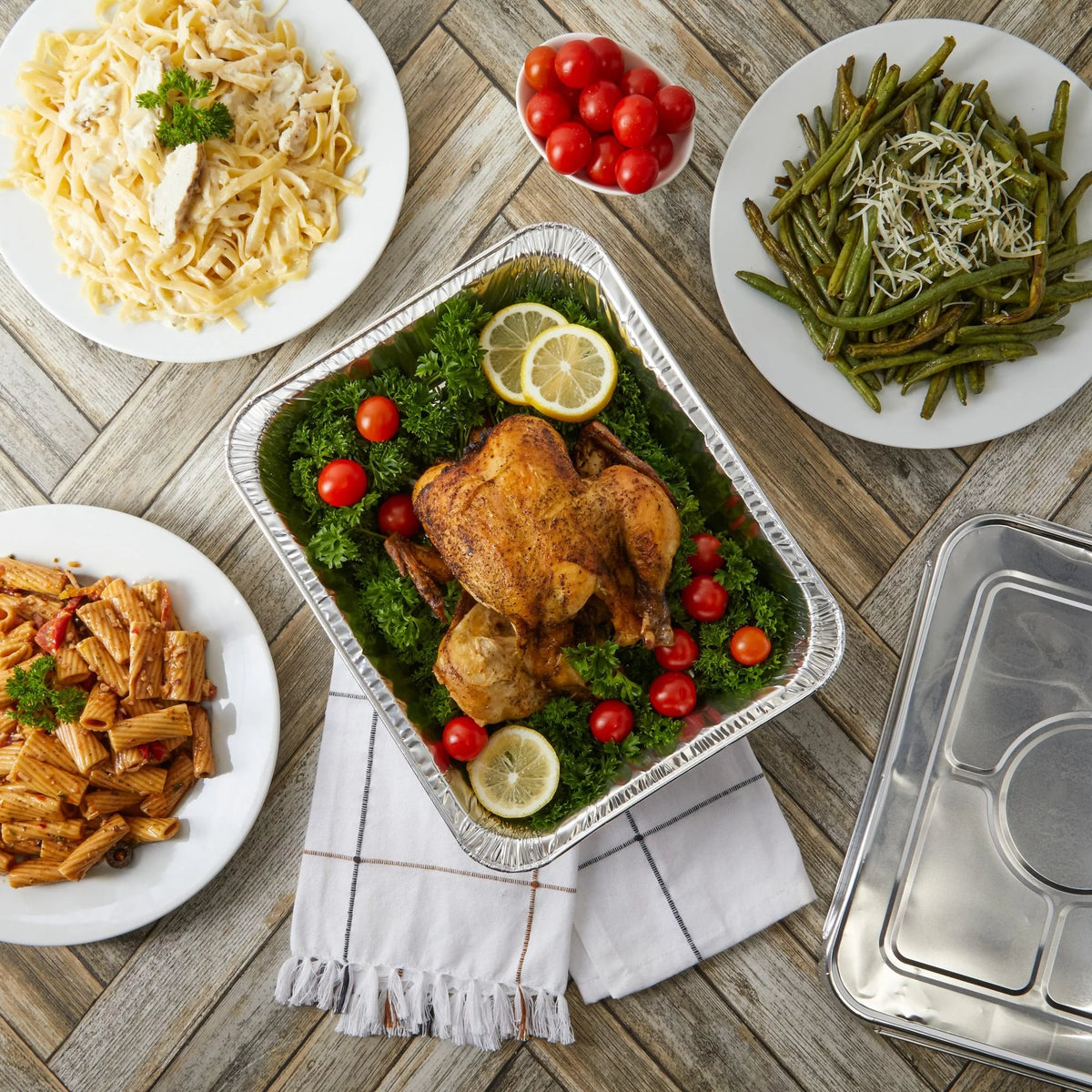 20 Pack Half Size Aluminum Pans with Lids U82457