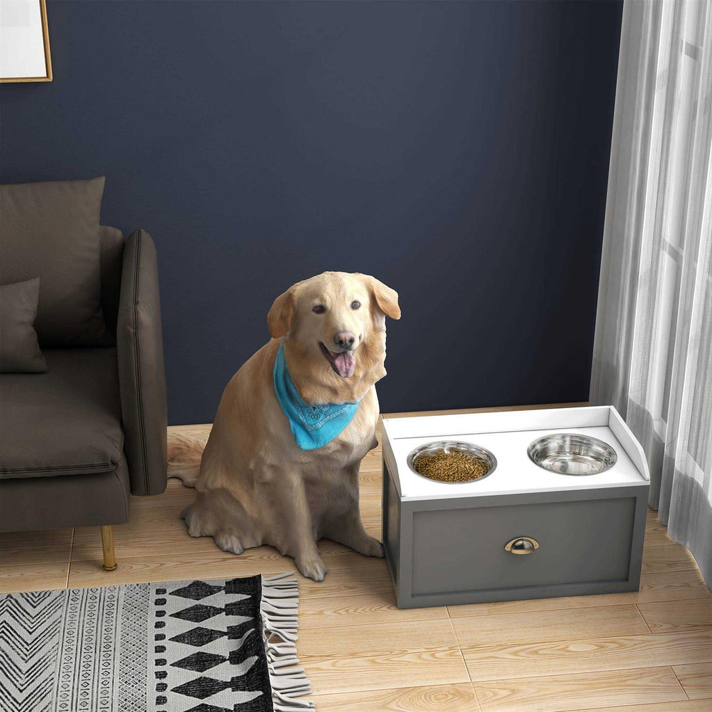 Elevated Dog Bowls with Storage Drawer G1575