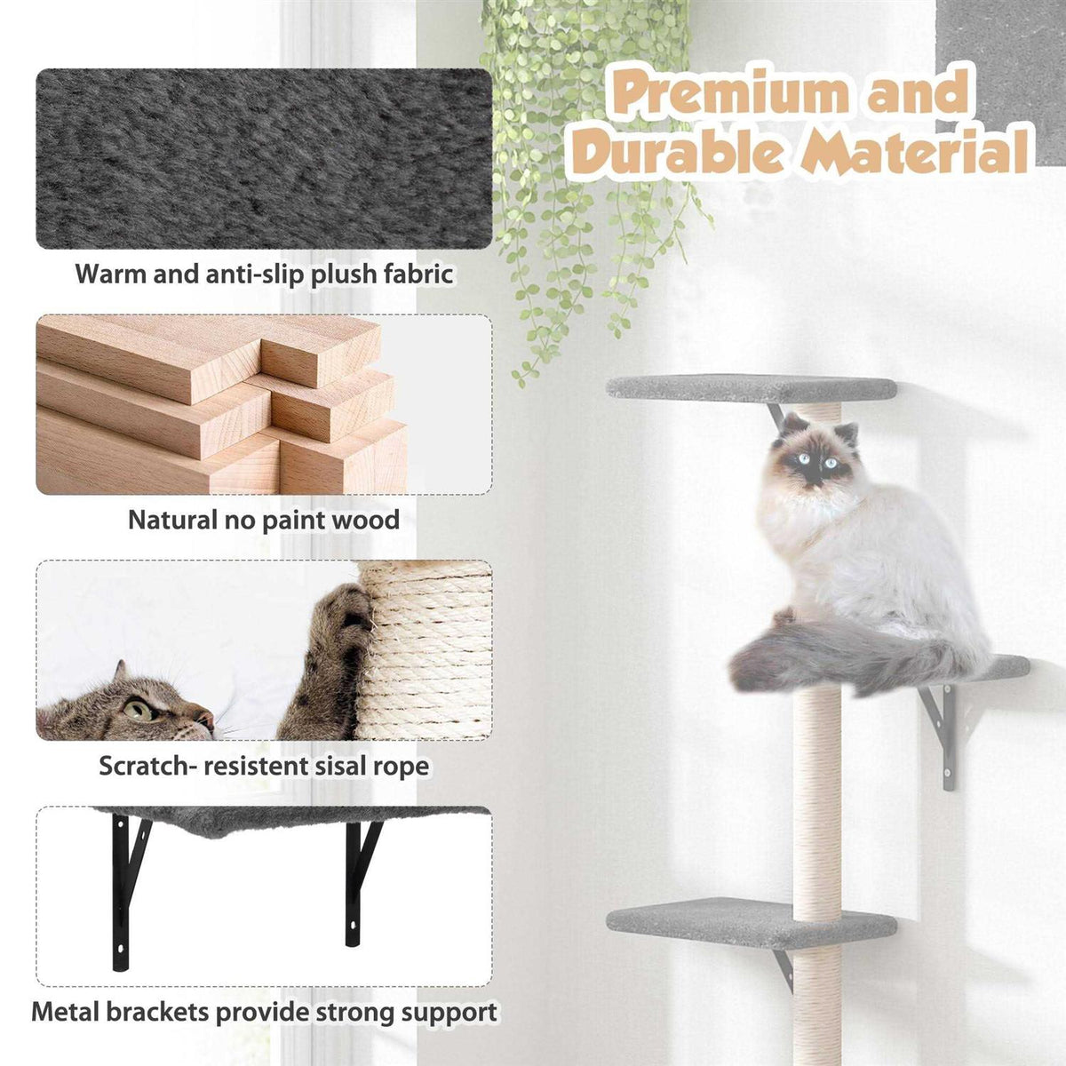 Wall Mounted Shelves Set Cat Tree N245