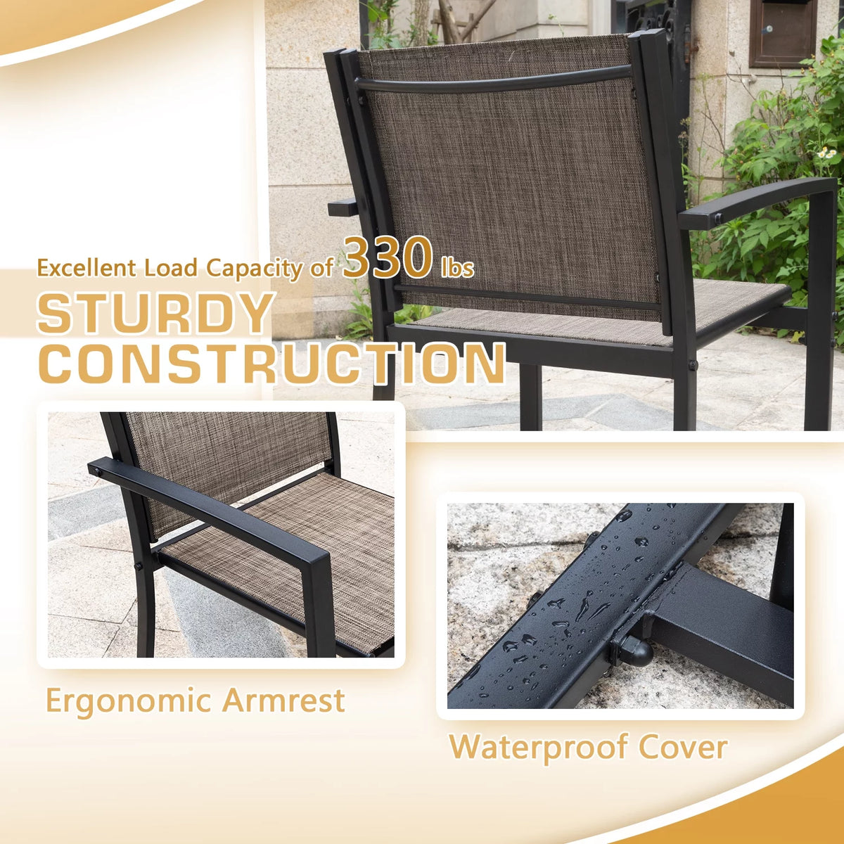 4 Pieces Textilene Patio Furniture Set with Loveseat Tea Table F73524