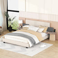 Queen Size Upholstered Platform Bed with Bedside Shelves and USB Charging D647045