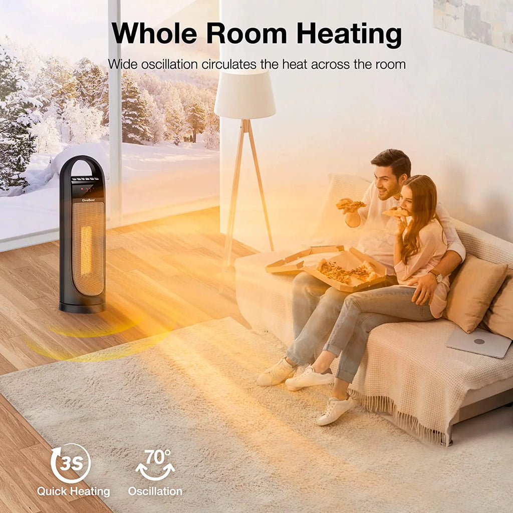 22" Electric Oscillating Tower Space Heater with Thermostat, Remote, Timer, 1500W S393