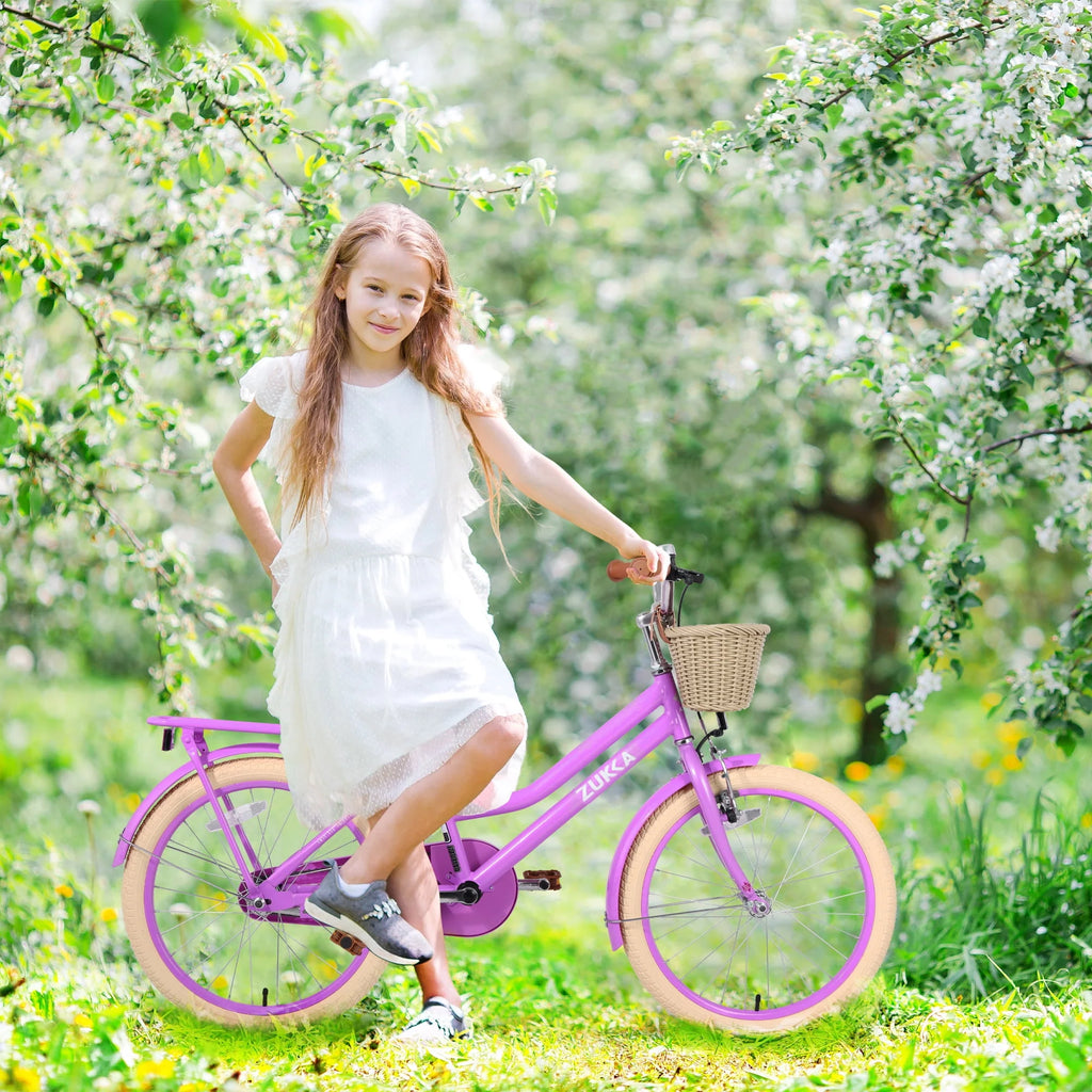 Kids Bike with Woven Basket White L16338