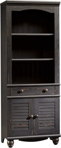 Antiqued White Bookcase With Doors K74555