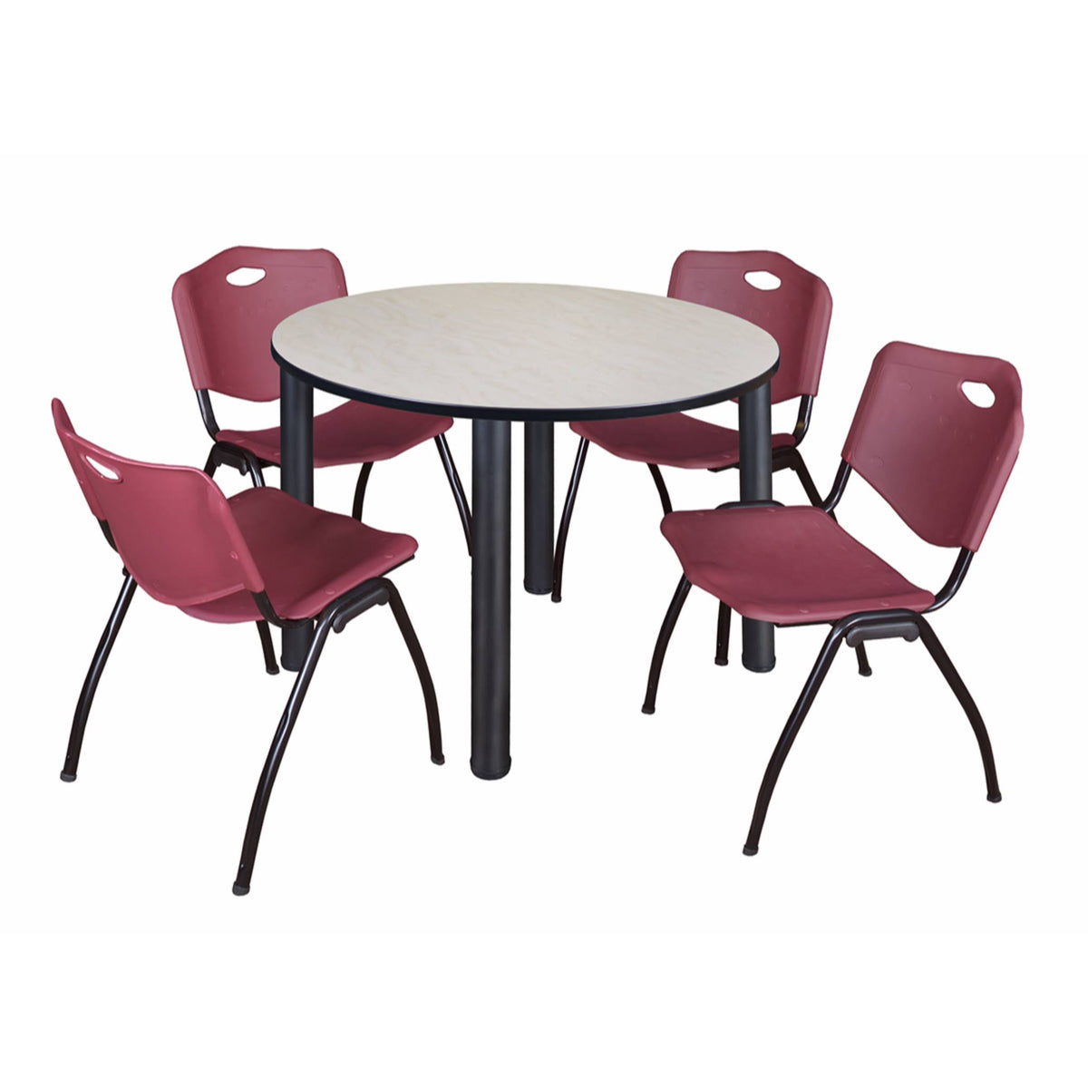 48 in. Round Breakroom Table with 4 Stack Chairs U30346