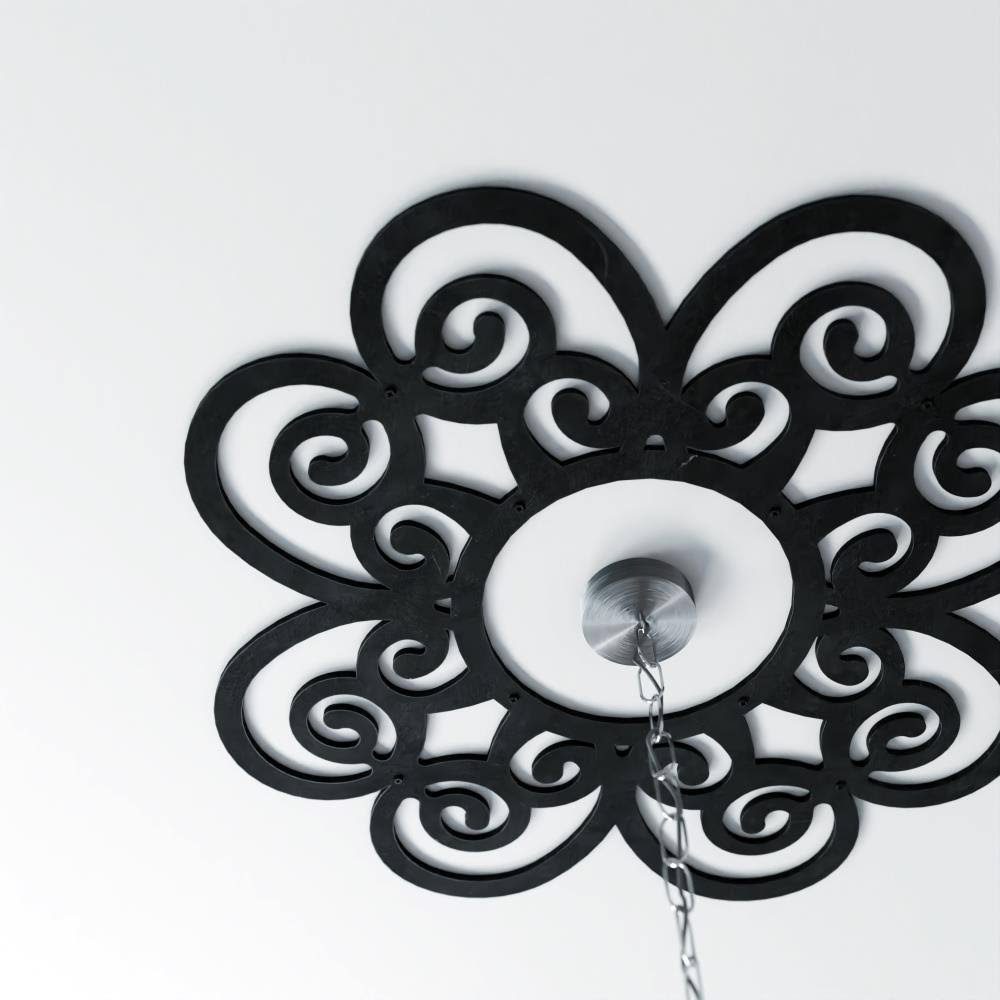 Black Metal Pierced Ceiling Medallion O890487