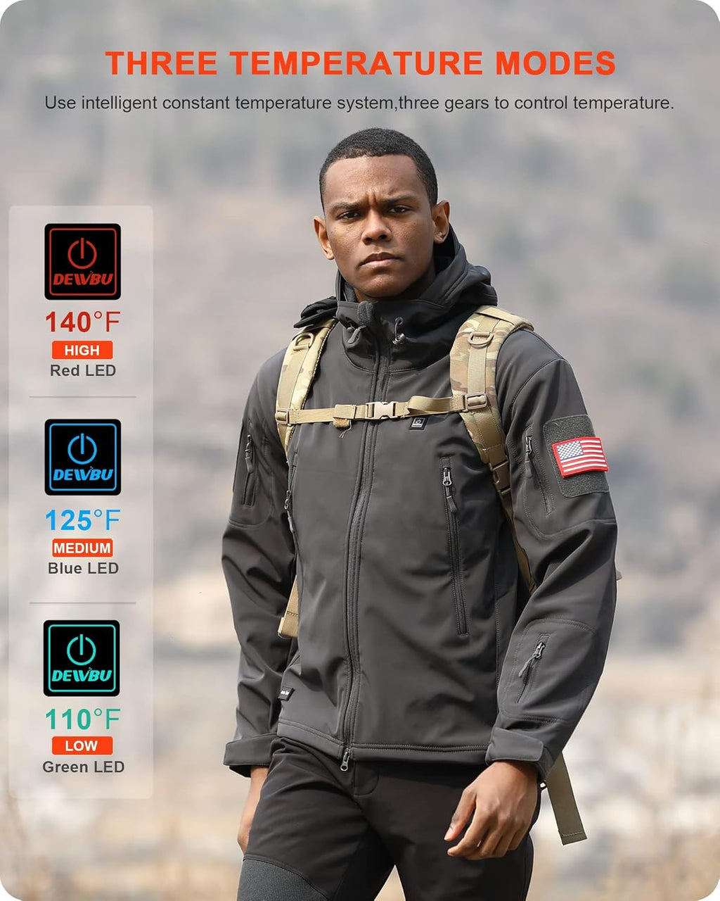 Grey Heated Jacket with 12V Battery Pack C101530