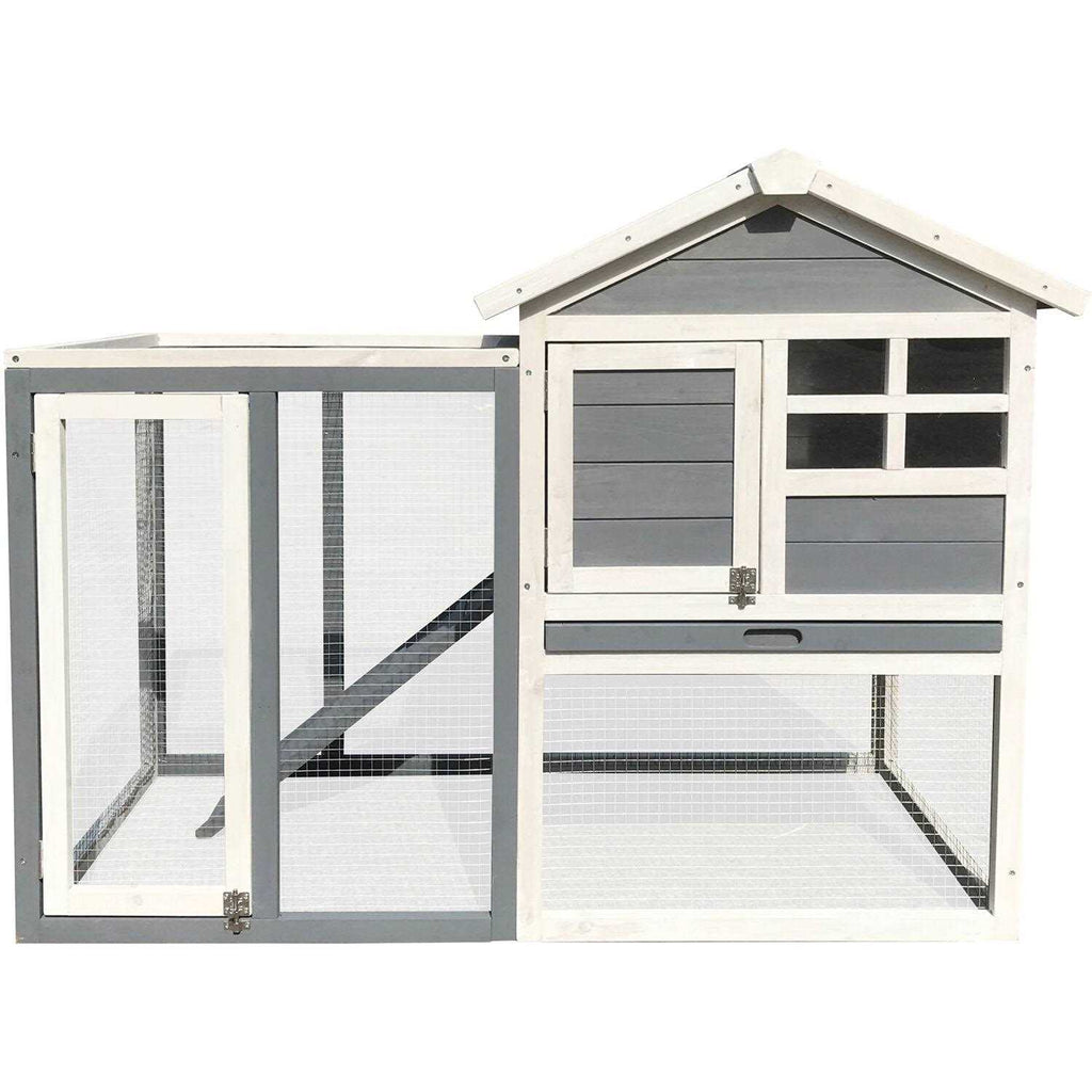 Wooden Elevated Rabbit Hutch with Ramp R5940