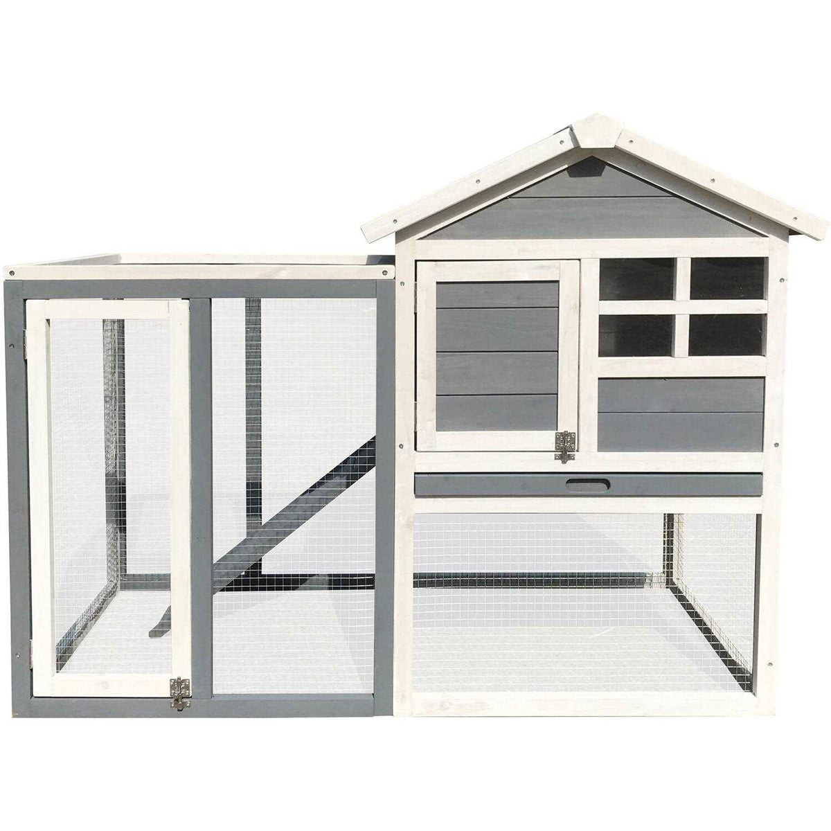 Wooden Elevated Rabbit Hutch with Ramp R5940