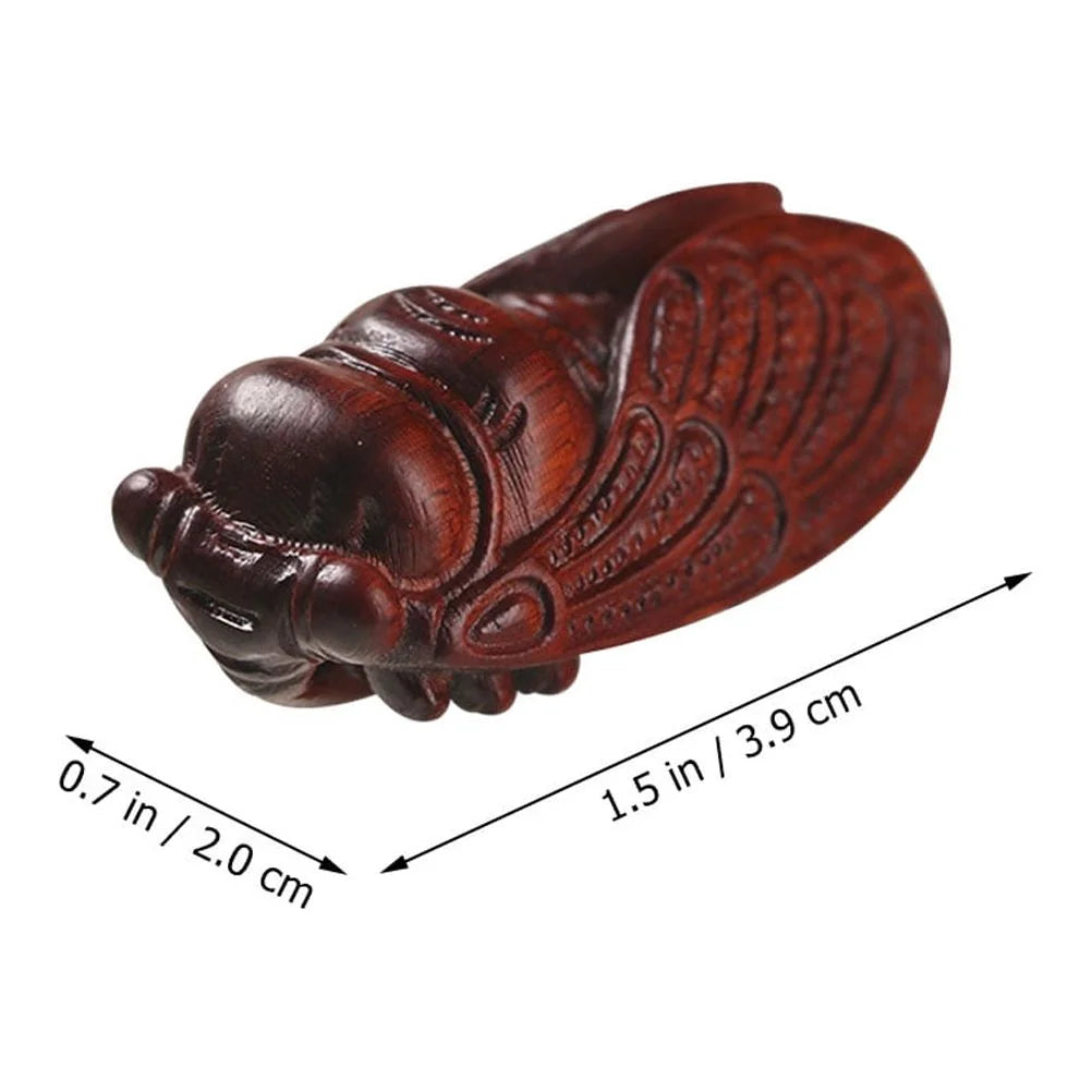 Wooden Cicada Figurine Handmade Ornament R43492