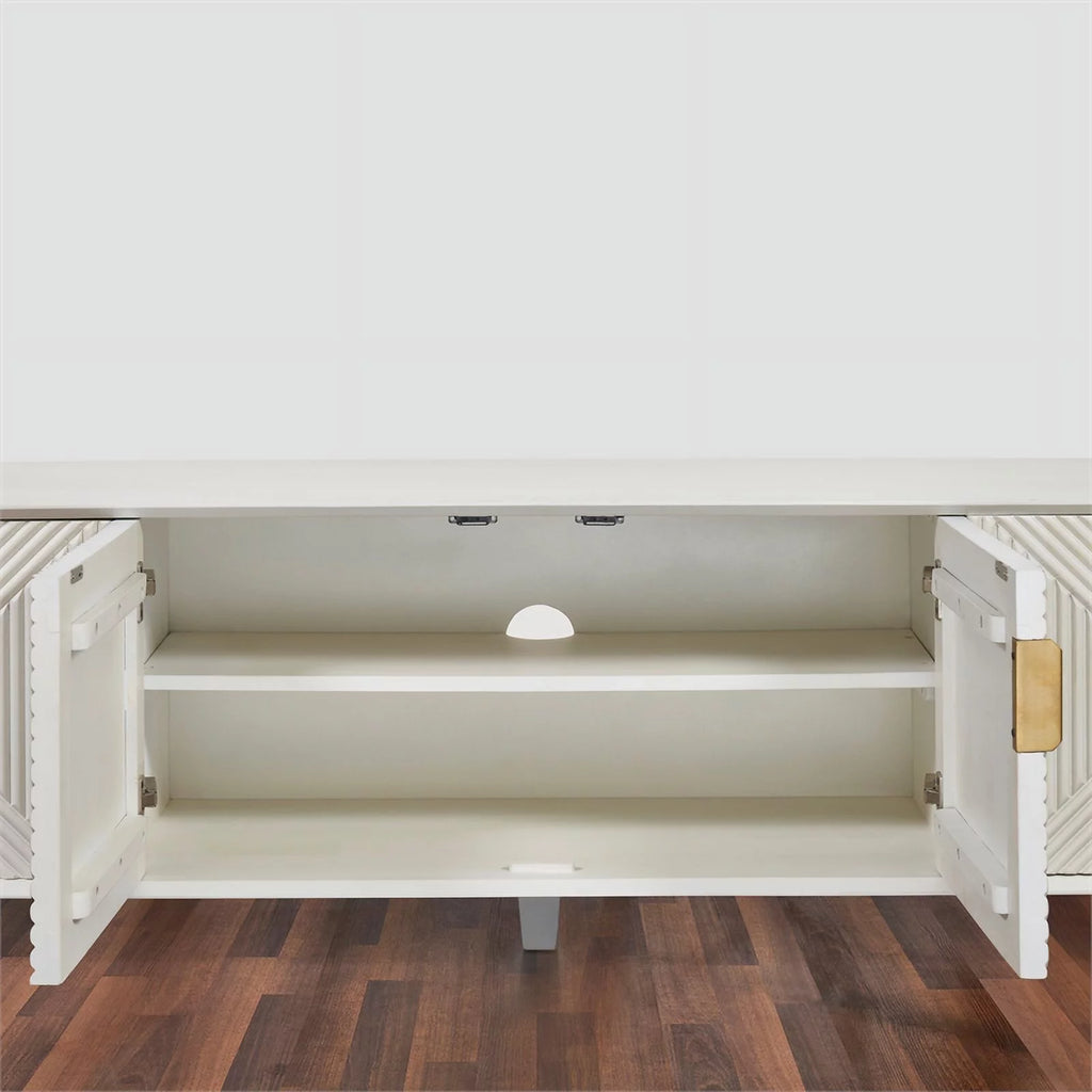 Solid Wood 68" TV Stand for TVs up to 78" White N292462