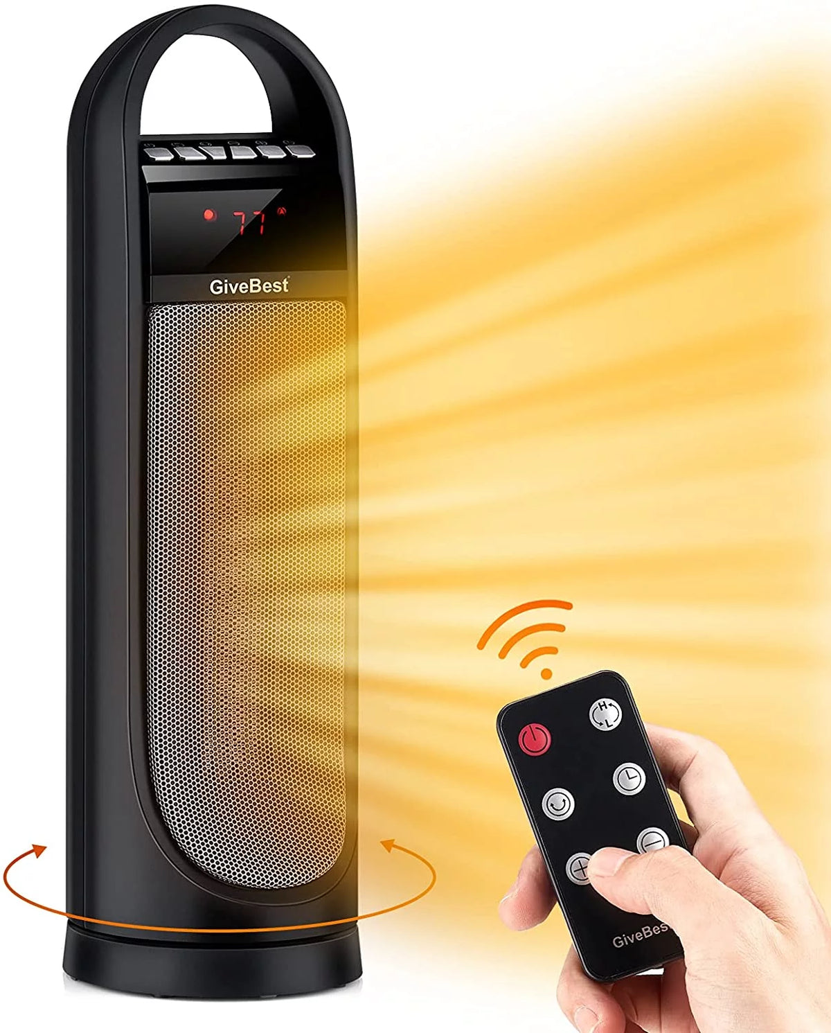 22" Electric Oscillating Tower Space Heater with Thermostat, Remote, Timer, 1500W S393