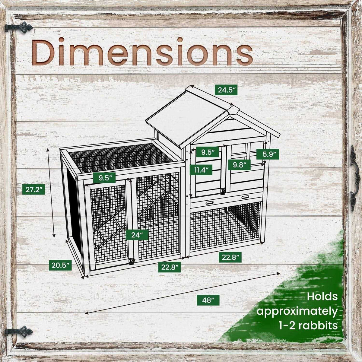 Wooden Elevated Rabbit Hutch with Ramp R5940