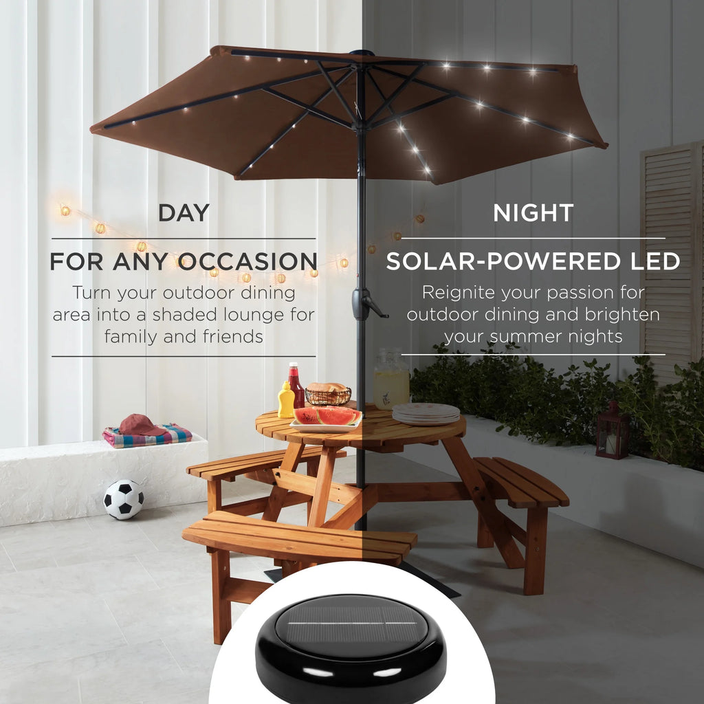 7.5ft Solar Patio Umbrella with Tilt, Crank, LED Lights G780808