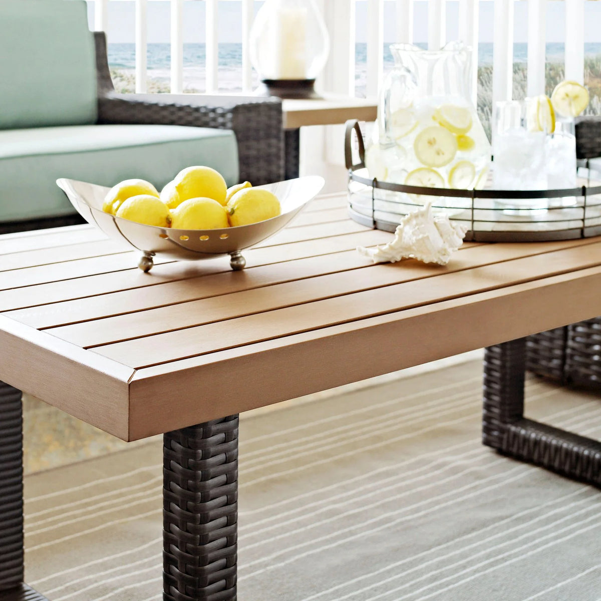 Brown Pedestal Patio Coffee Table V333