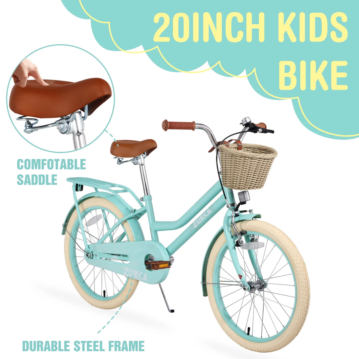 Kids Bike with Woven Basket White L16338