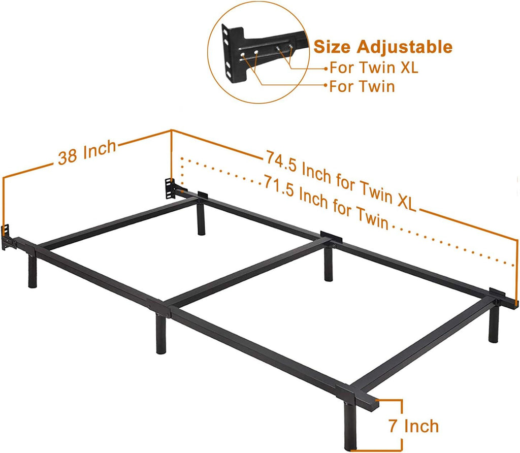 Adjustable Metal Bed Frame with 9-Leg Support X6206
