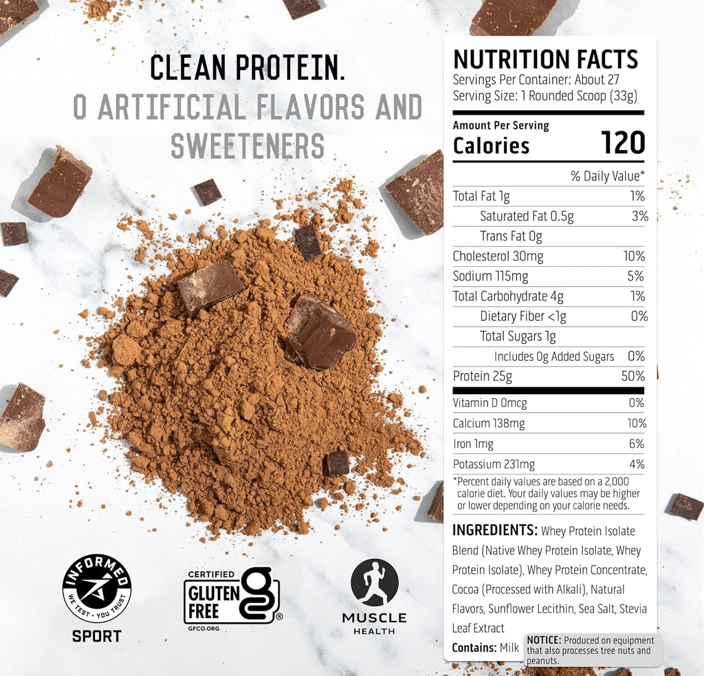Chocolate Whey and Plant Protein Powder 2 lb 18 Servings A471485