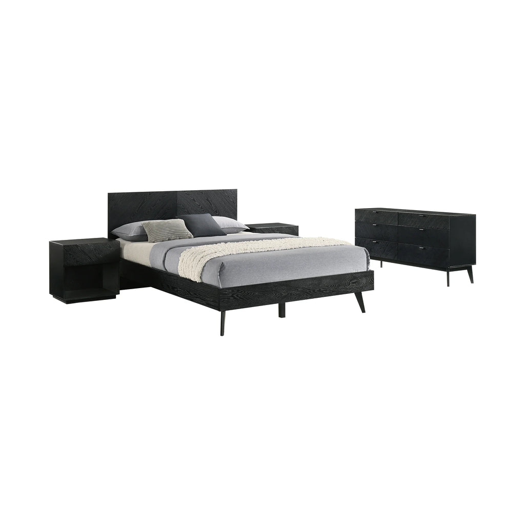Queen 4 Piece Wood Bedroom Set Black O26575