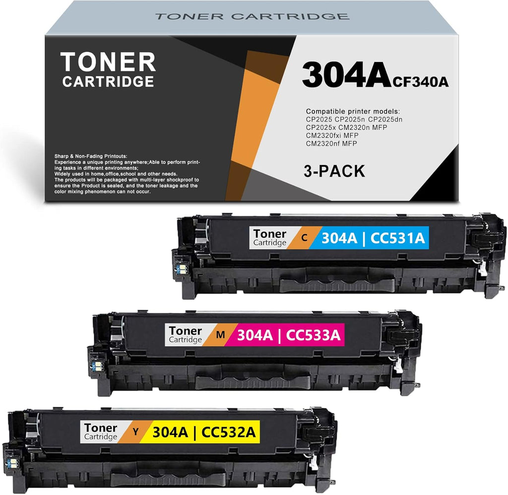 3 Pack Toner Cartridge for HP CP2025 CM2320 Printer O5882