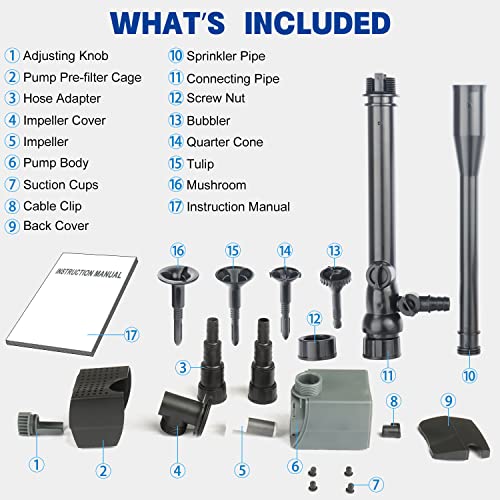 185GPH Submersible Fountain Pump with Fountain Kits S8678