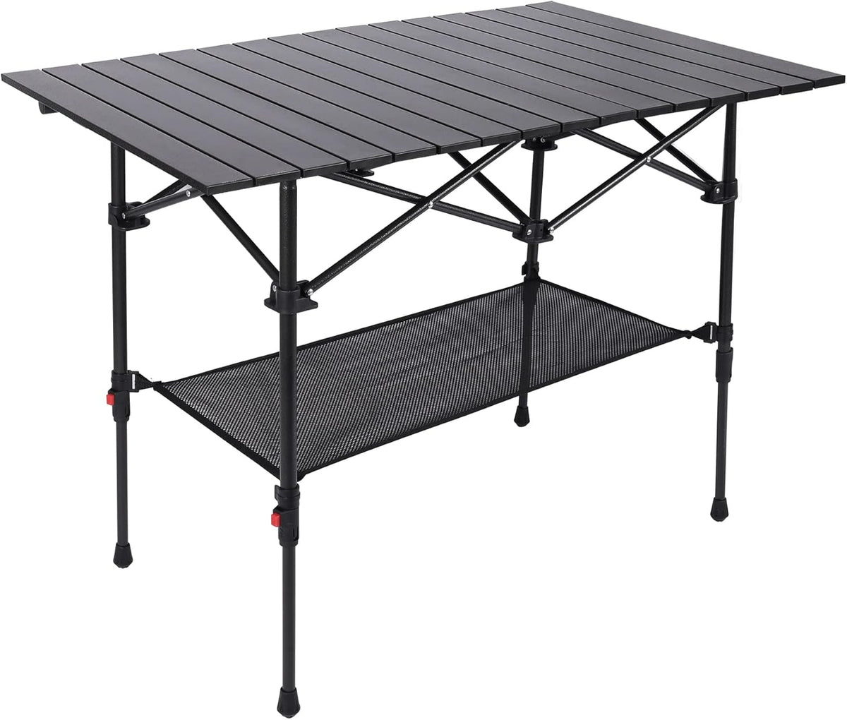 Aluminum Camping Table Roll Top with Mesh Storage 3 FT P810514