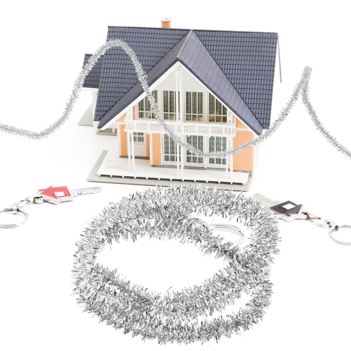 1:12 Dollhouse Christmas Tinsel Garland Miniature Metallic Foil Garland Decoration B66984