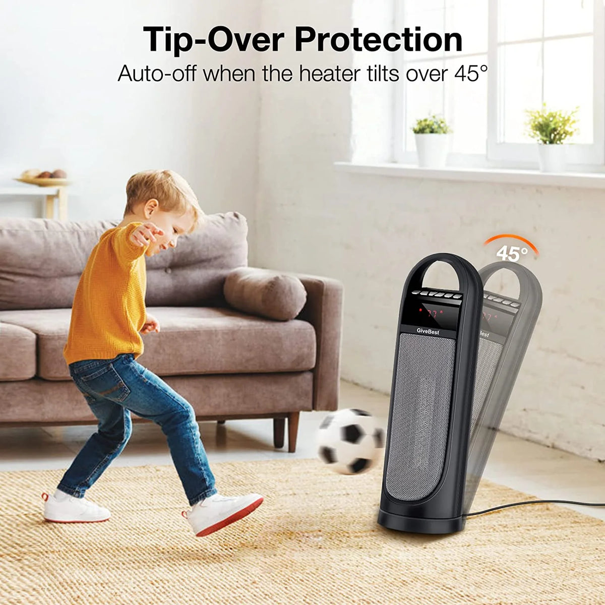 22" Electric Oscillating Tower Space Heater with Thermostat, Remote, Timer, 1500W S393