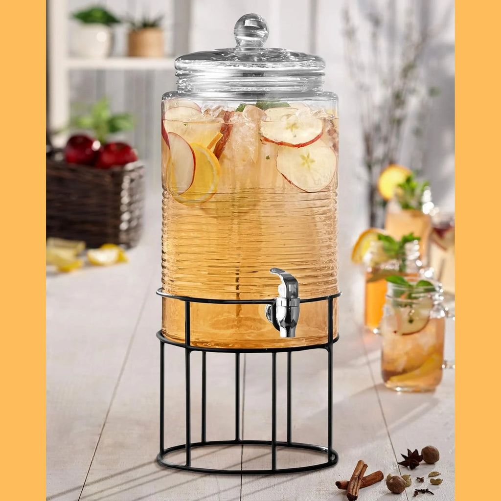 Clear Glass Drink Dispenser with Spigot and Stand X228