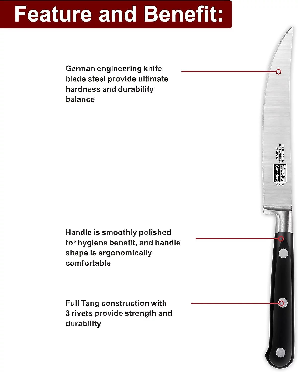 6-Piece High Carbon Stainless Steel Steak Knives Set V451799