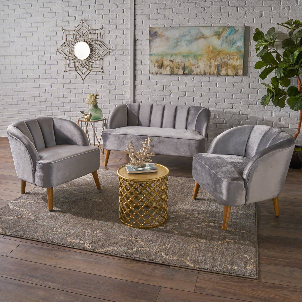 3 Piece Velvet Chat Set H432