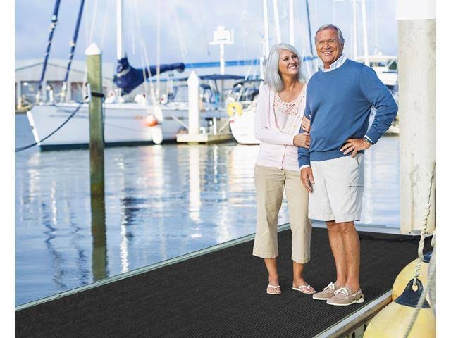 Smokey Black Double-Ribbed Carpet Runner with Skid-Resistant Rubber Backing U402766