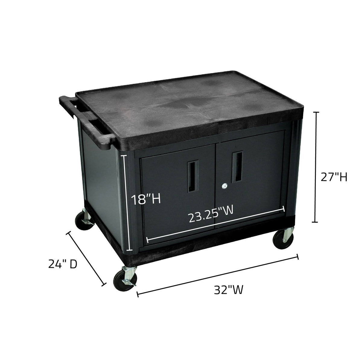 27x22H A-V Cart with Two Large Shelves and Cabinet Z2137