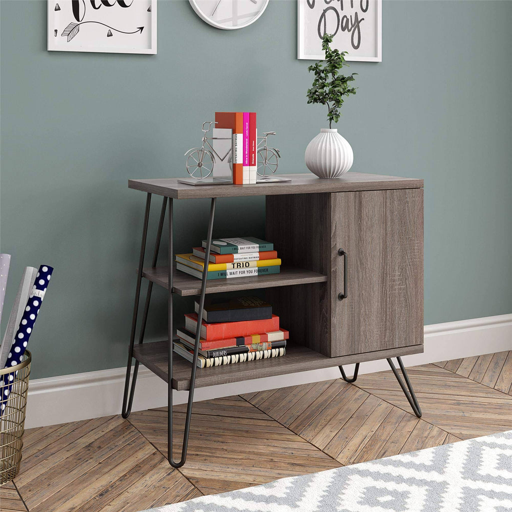 3 Shelf Distressed Gray Oak Bookcase N295