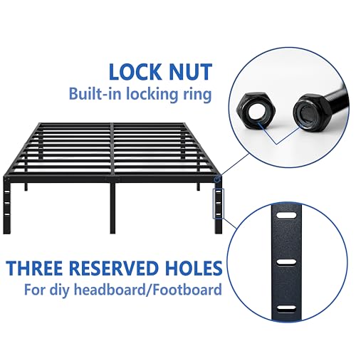 Full Size 18 Inch Black Metal Bed Frame with Storage B5482
