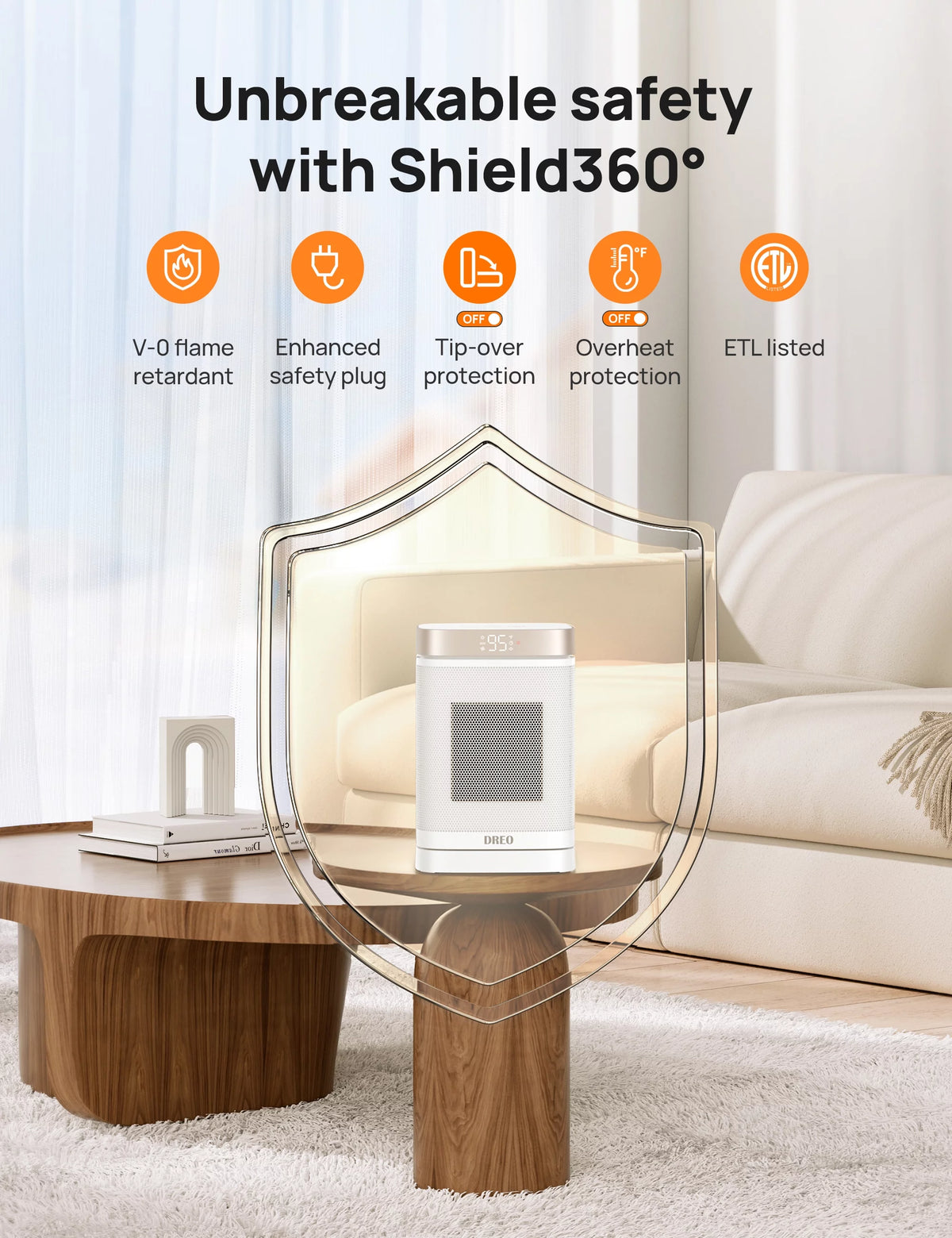 White 1500W PTC Ceramic Space Heater H1542